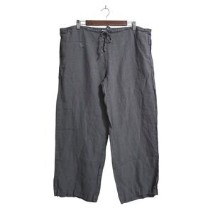 Crown Linen Designs 100% Linen Wide Leg High Rise Ankle Pants In Gray Sz L